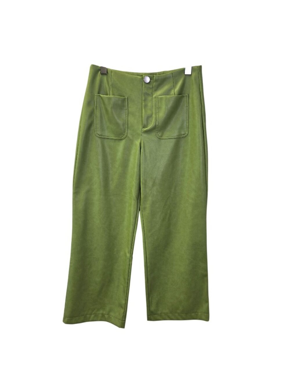 Bagatelle Vegan Leather Wide Leg Cropped Lime Green Pants Size Small